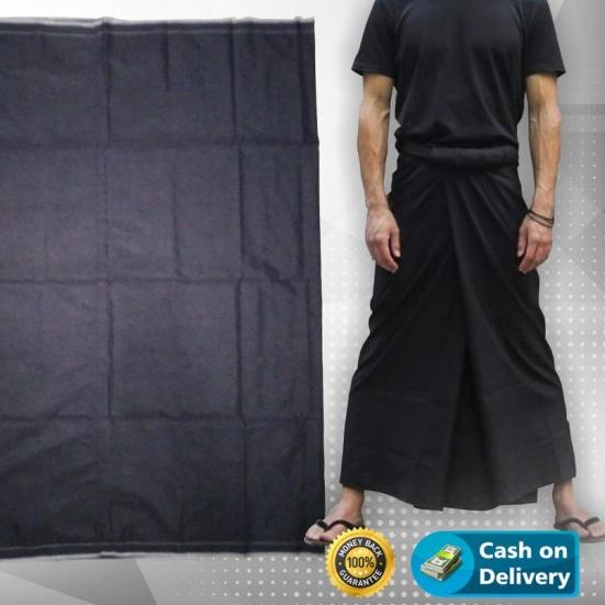 Sarung Santri Polos Hitam/Putih/Biru Premium - Biru, Dewasa