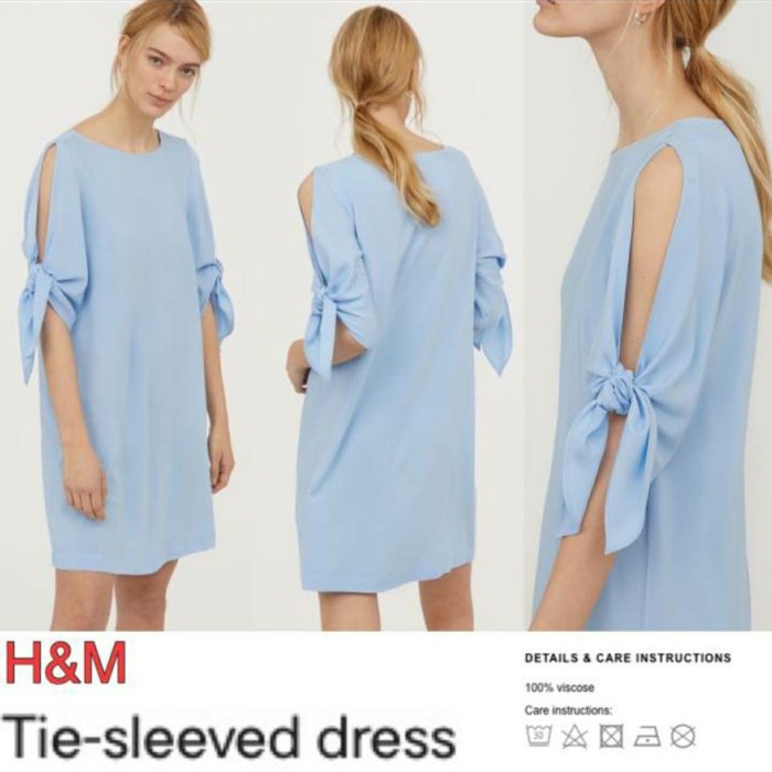Hnm Tie Sleeved Blue dress - Biru Muda, 10
