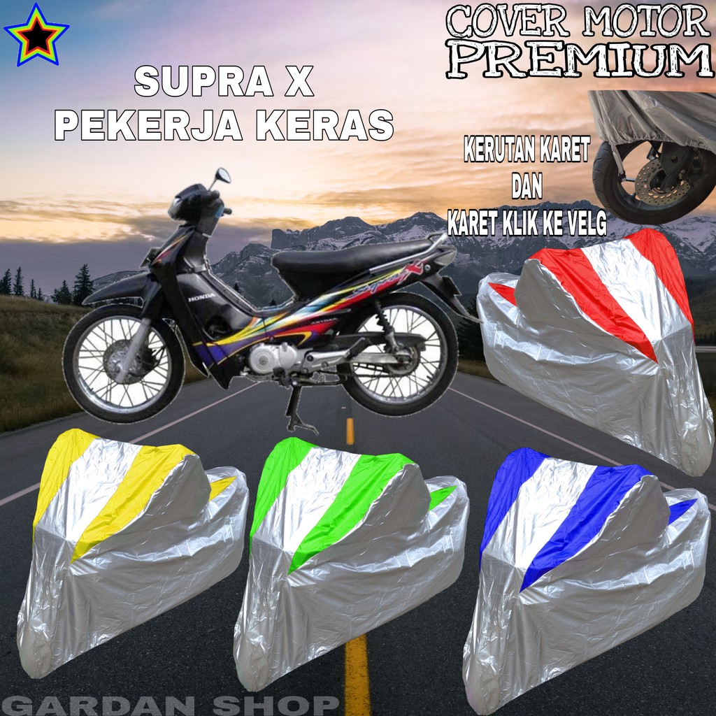 Sarung Motor SUPRA X Silver KOMBINASI Body Cover Supra X PREMIUM