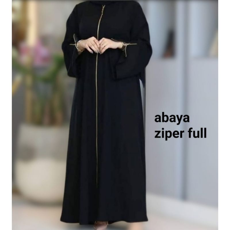 Abaya Zipper Full  / Abaya Saudi / Gamis Hitam / Dress Hitam / Gamis Arab / Abaya Arab