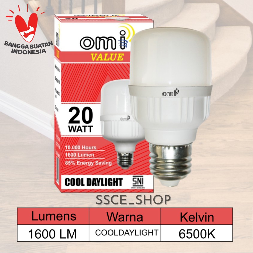 Bohlam Lampu LED Capsule Omi Value 20 Watt Putih /Lampu Tabung Omi 20W