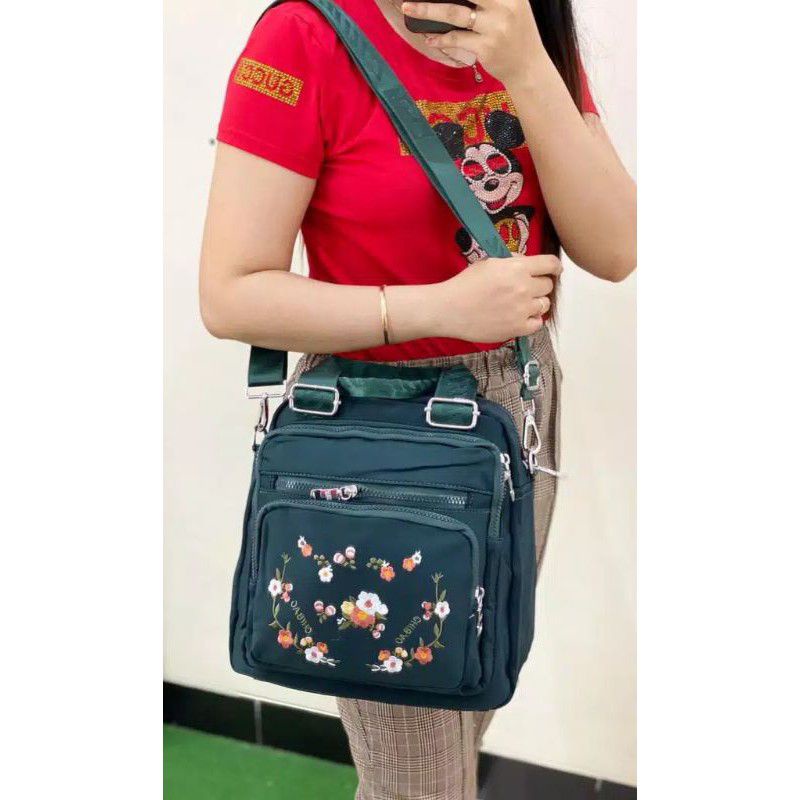 Original TAS WANITA IMPORT 3in1 CHIBAO MOTIF BORDIR BUNGA JINJING SELEMPANG RANSEL TERBARU