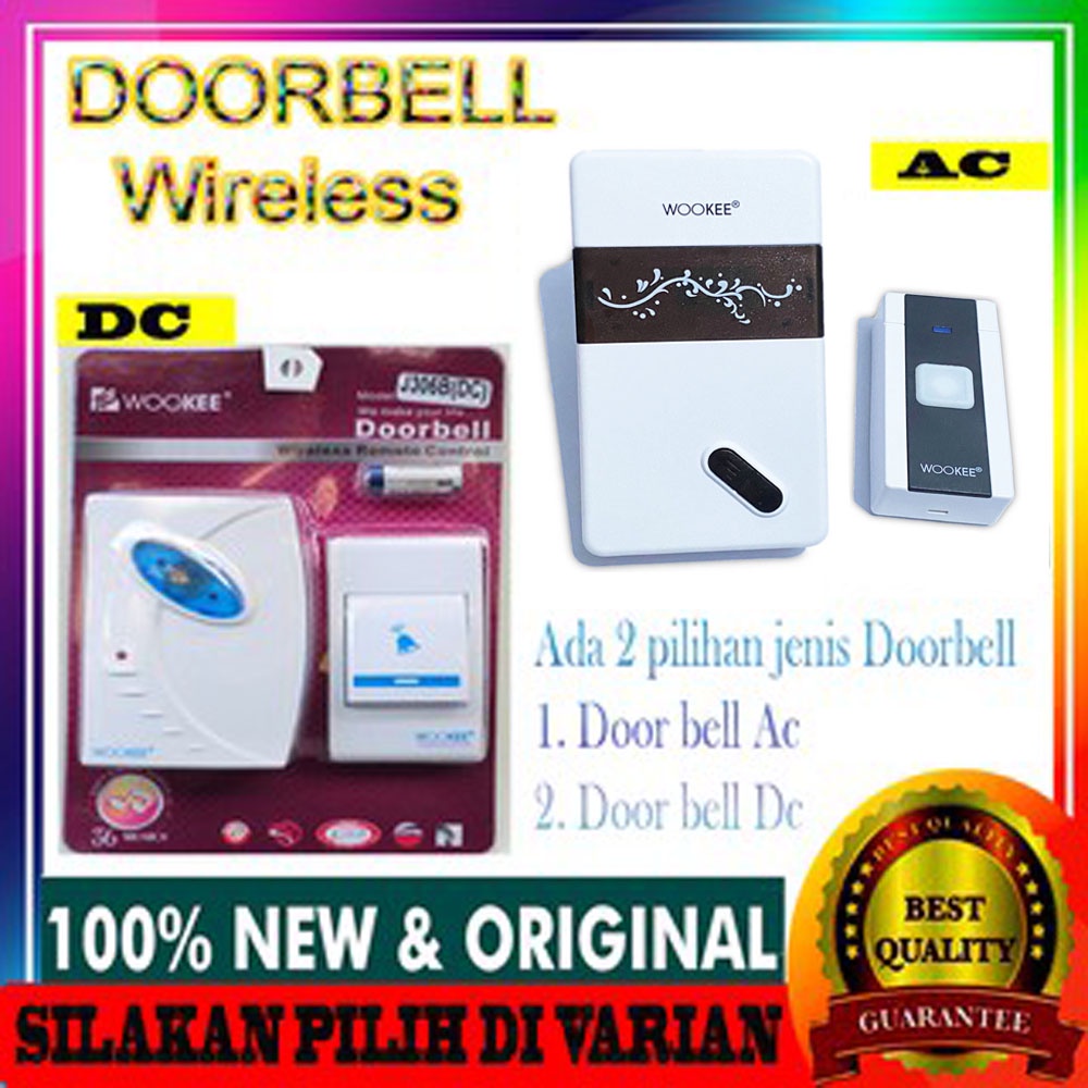 (GRATIS Baterai ) Wireless Doorbell Wireless / Bel Pintu Rumah Tanpa Kabel Door Bell Wireless AC DC