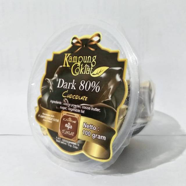 

DARK COKLAT CUP 80% netto: 100.gr (Kampung Coklat Blitar)