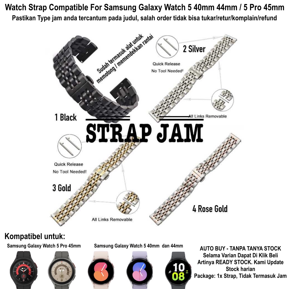 Strap Samsung Galaxy Watch 5 40mm 44mm Pro 45mm - Tali Jam 20mm Dual Color Stainless Steel