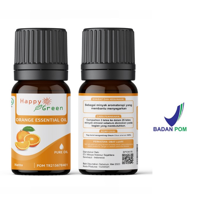 BPOM Happy Green Sweet Orange Essential Oil - Minyak Atsiri Jeruk Manis 100% Murni Garansi Uang Kembali