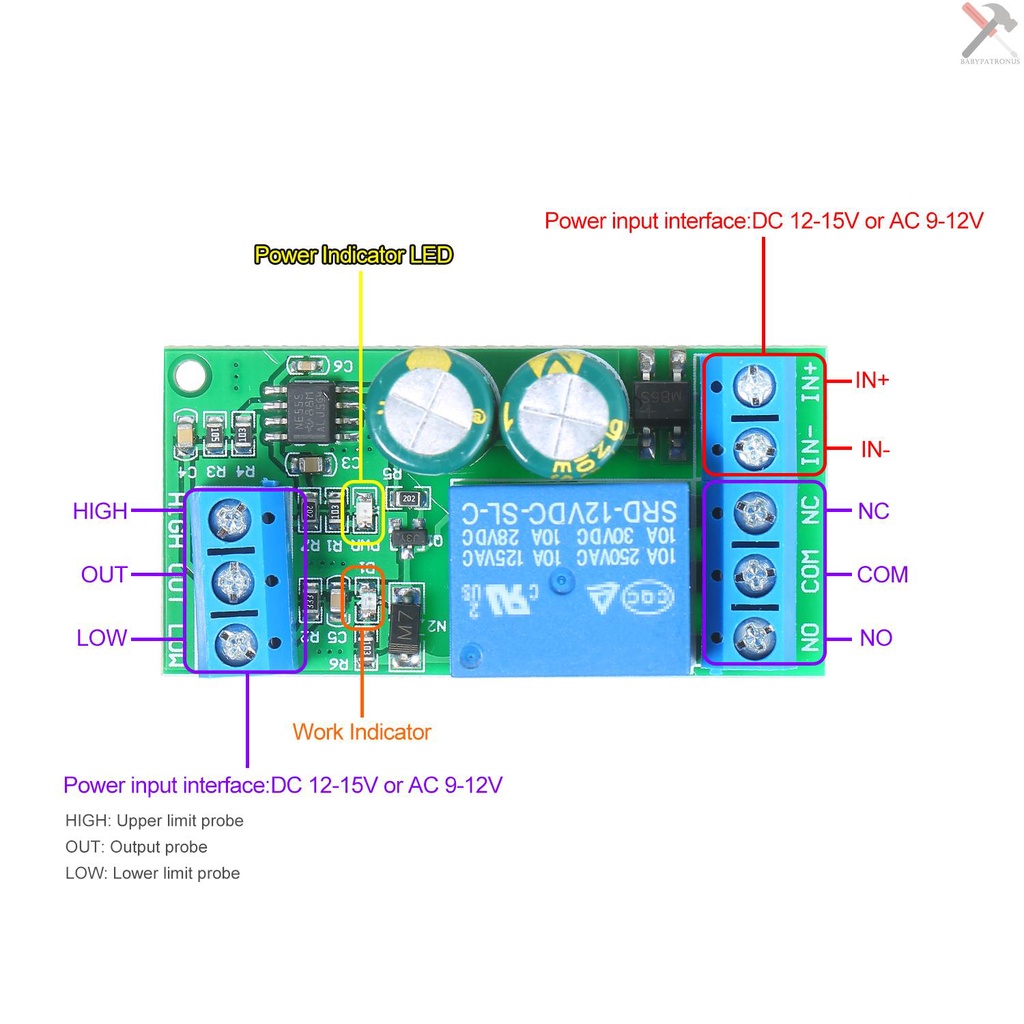 Lc25a01 Modul Papan Sirkuit Sensor Pengontrol Level Air Akuarium Otomatis 110V / 220V / 12V DC / 9V-12