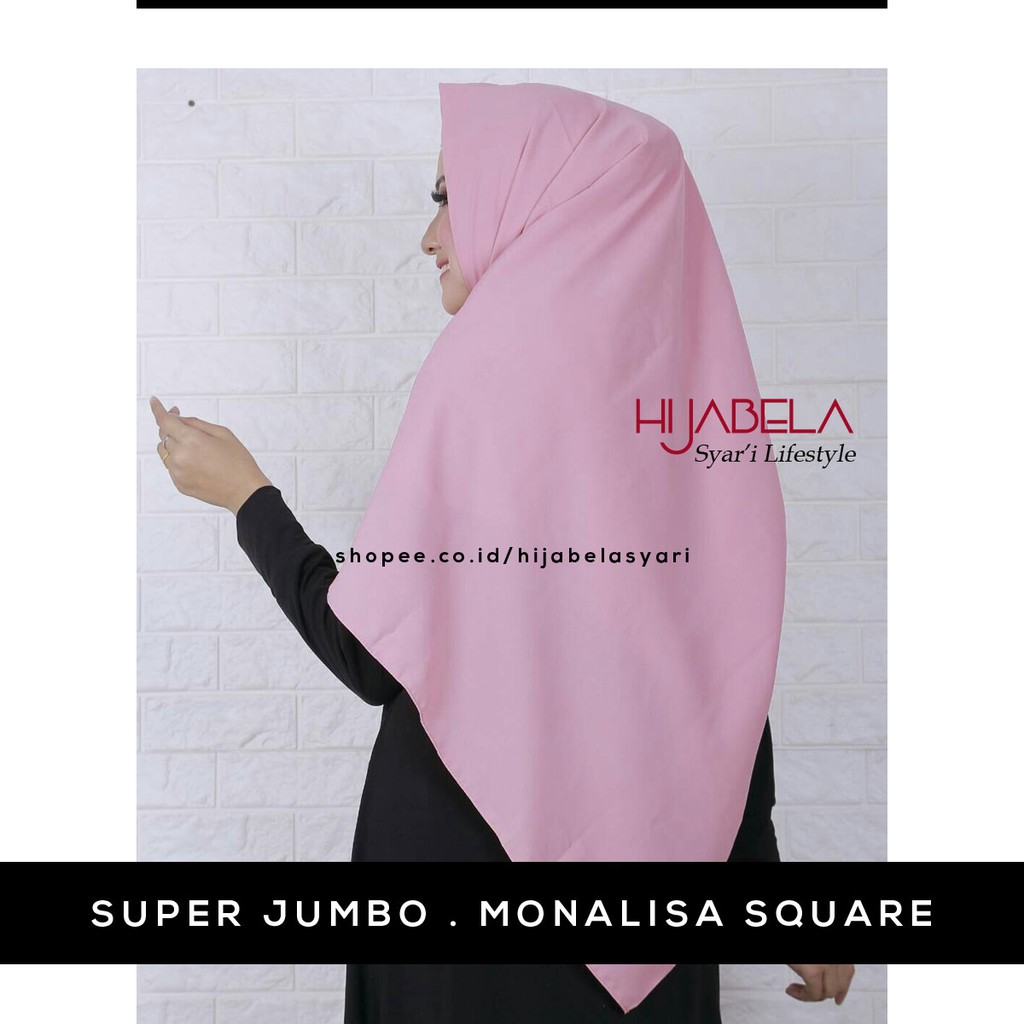  Jilbab Segiempat Wolfis Monalisa Jumbo 140x140 Polos Hijab 