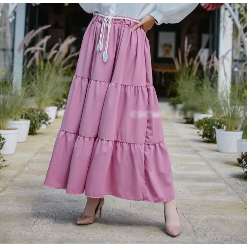 DEBORA SKIRT/free belt/rok panjang/rok umpak/rok polos/terlaris