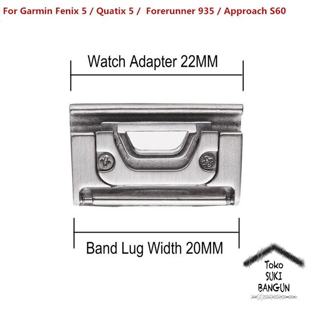 Garmin FENIX 7X 7 7s 6X 6 6s 5X 5 5s Forerunner 935 945 Adapter CONNECTOR Metal Stainless Steel