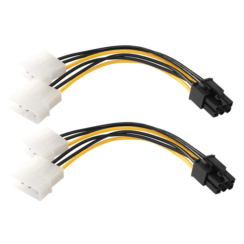 Btsg 2Pcs Kartu Video Pertambangan PCI-E 6pin Untuk Dual PCIe 4Pin Y-Splitter Extension Cable