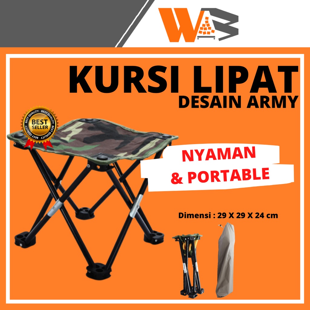 COD Kursi Lipat Outdoor Portable Kursi Camping Bangku Lipat Kursi Lipat Mancing Camping Outdoor Desain Model Army D12