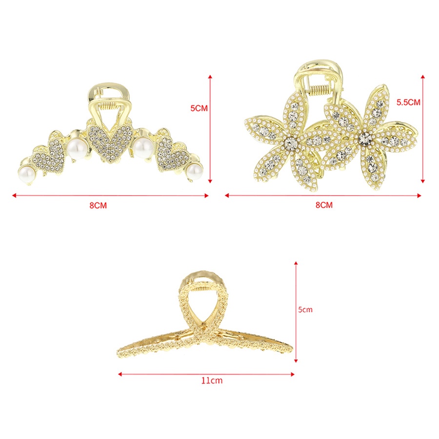 Jepit Rambut Ekor Kuda Bahan Metal Warna Emas Hias Kristal Mutiara Berlian Imitasi Gaya Korea Untuk Wanita