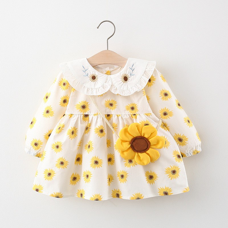 DRESS IMPORT ANAK / BAJU IMPORT CUTE DRES ANAK PEREMPUAN BABI GIRL/ GAUN MOTIF BUNGA MATAHARI LUCU