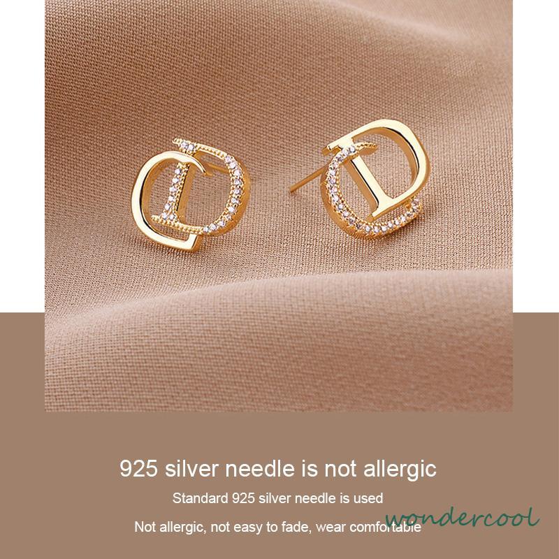 925 Perak Personalised berlian litto anting -anting niche desain anting -anting waktu sederhana-Won