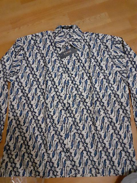 Risna Batik Krb Kawung Merah Kemeja Batik Pria Lengan Panjang Regular Fit M L Xl