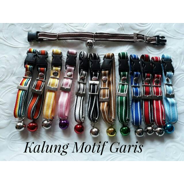 Kalung kucing murah motif garis lonceng 1 14mm