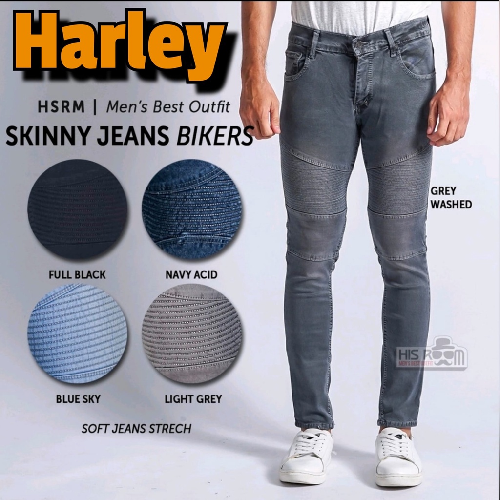 Celana BIKER Panjang Pria Skinny / Jeans pria original / Celana jeans panjang pria hitam / Celana pe