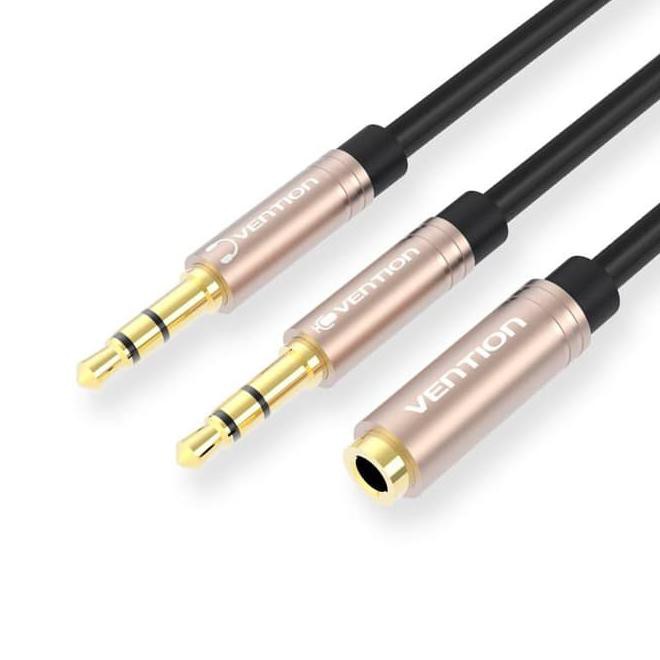 41xz bbd - 1m black vention aux audio & mic splitter 3.5mm 1 f to 2 m - black 3l9f