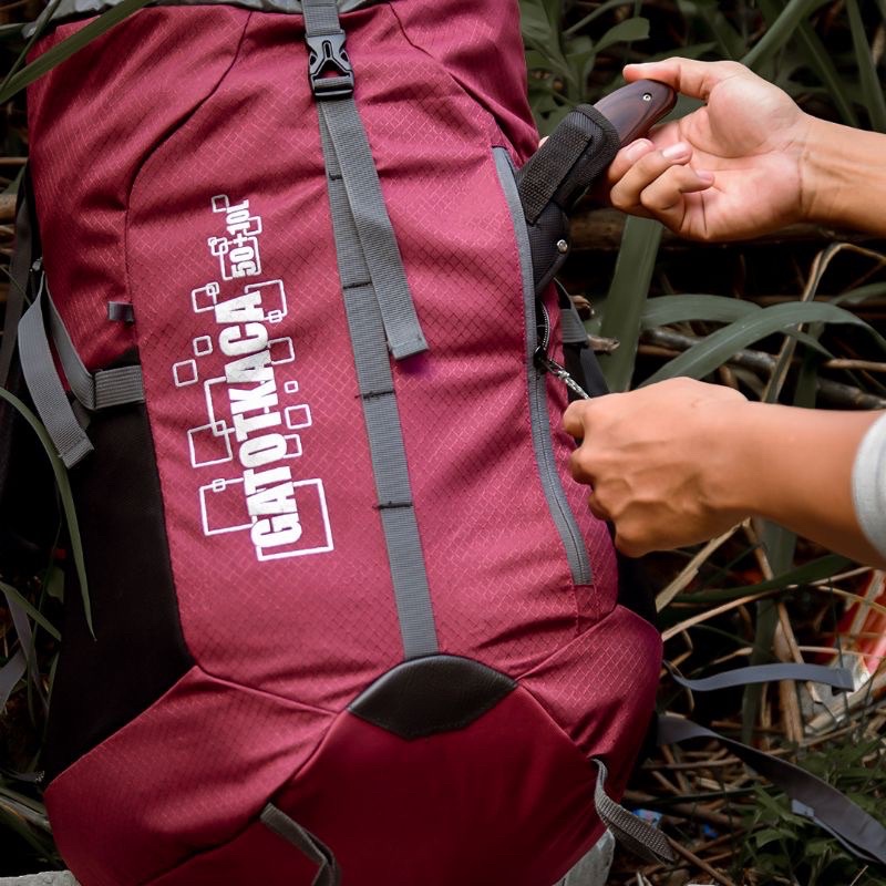 Tas Ransel Carrier Gunung Outdoor Hiking 50 Liter Pria Irco Gatotkaca Merah Marun