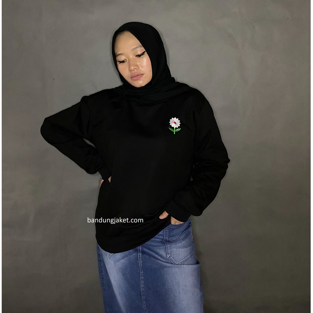 Daisy Flower Bordir // sweater crawneck Wanita // sultan-jaket-bandung