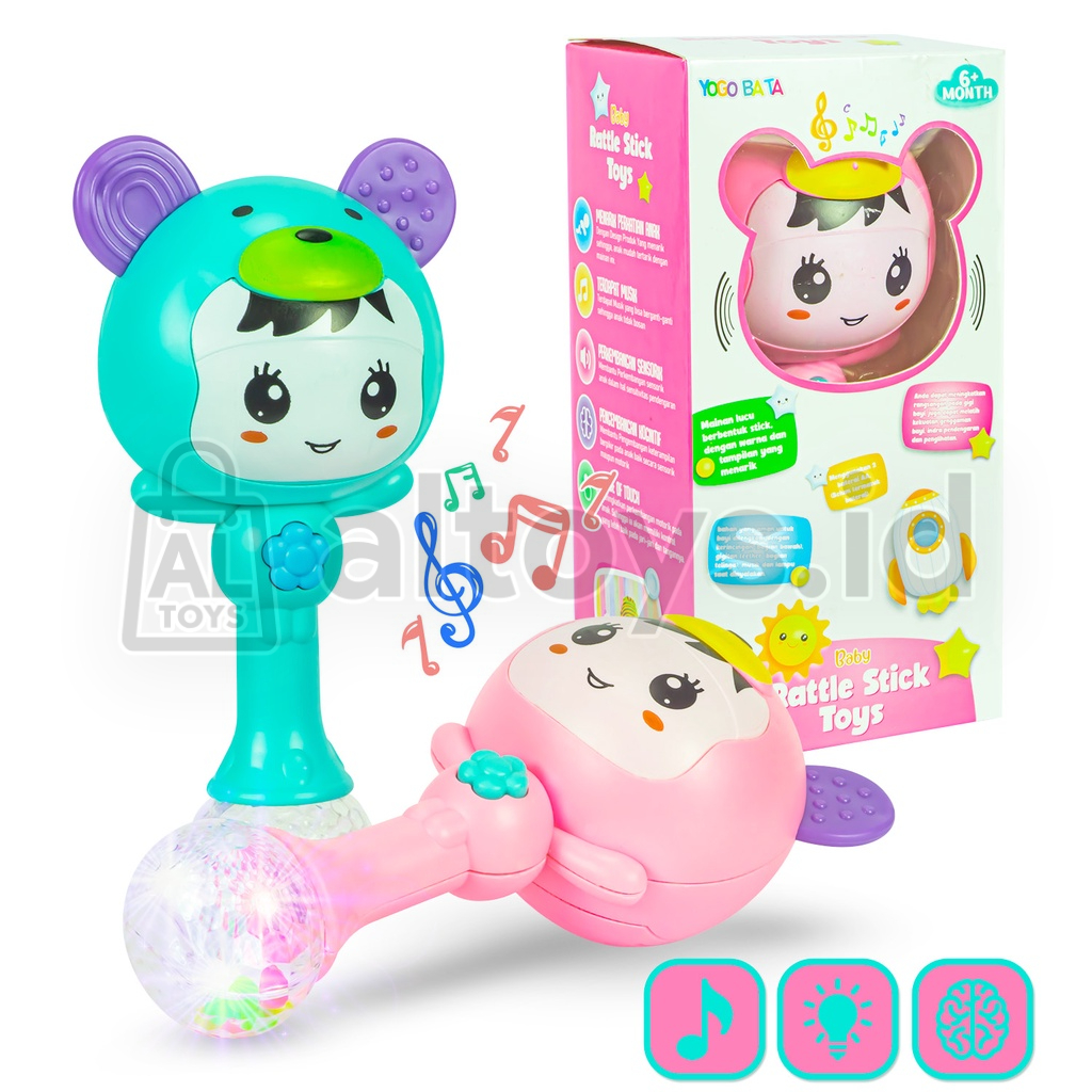 MAINAN BAYI MAINAN KERINCING STICK MUSIC LAMPU MAINAN RATTLE STICK TOYS YB31