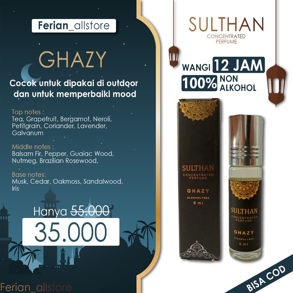 Parfum sulthan Original Tahan Lama 12 jam Parfume Sholat Pria Wanita