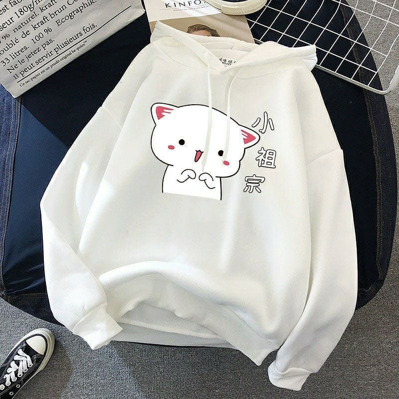 NEW HAPPY CAT HOODIE BAHAN FLEECE