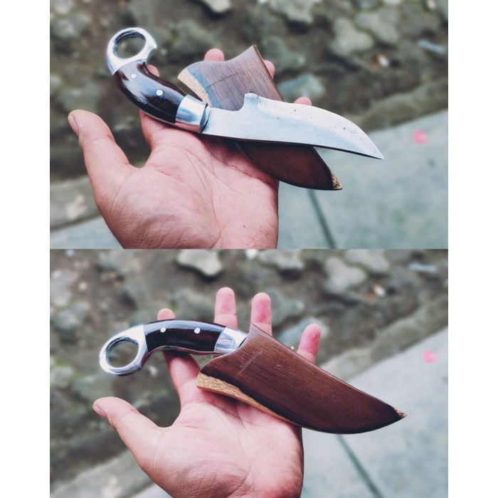 Pisau Seset Kulit - Pisau Seset Mini Model Lengkung Sarung Kayu - Vivistecolection