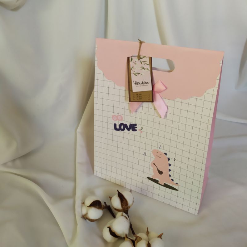 Paper Bag Motif M (PBP/09) | Tas Kertas Kado | Tas Ulang Tahun | Goodie Bag-Love Pink