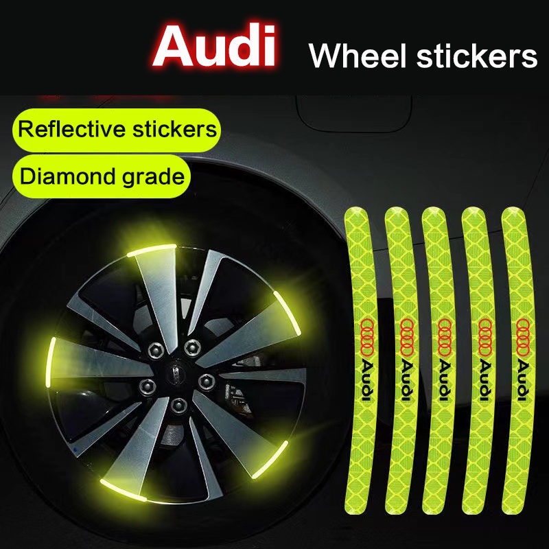 20pcs Stiker Reflektif Peringatan Roda Mobil Audi A3 A4 A5 A6 A7 Q3 Q5 Q7