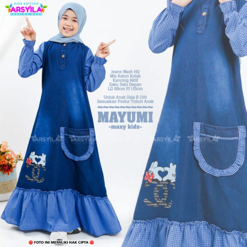 Mayumi Kids Gamis anak mewah - Gamis anak premium - Baju anak lebaran -  gamis anak terbaru umur 7-1