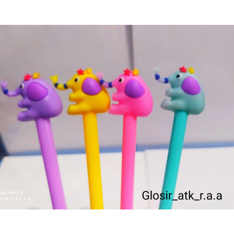

Gelpen karakter gajah//pulpen motif//bolpoin murah//karakter anak