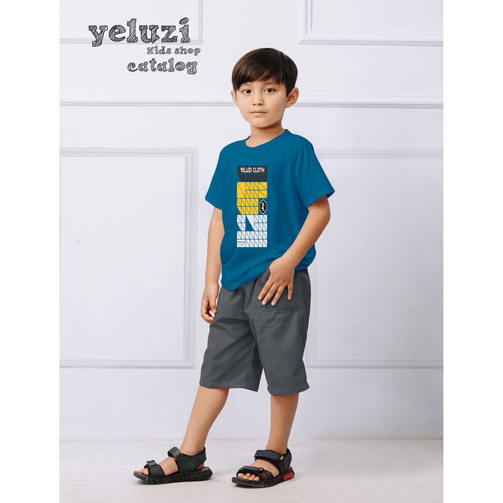 Kaos Baju anak distro oblong biru yeluzi