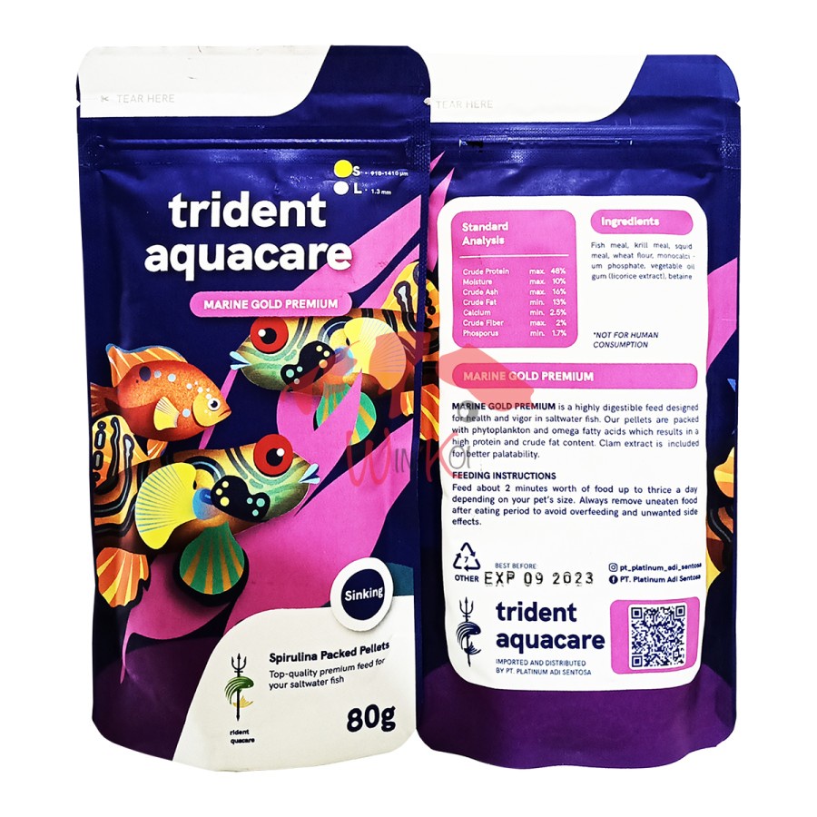trident aquacare Marine Gold Premium size S Pellet ikan hias air laut
