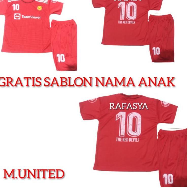 Setelan bola baju bola kaos bola anak anak emyu MU bonus sablon nama anak • SDG.359684