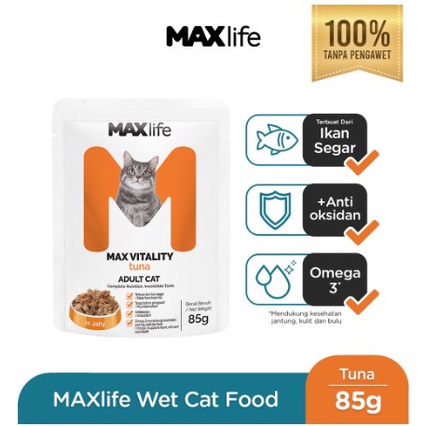 MAXlife max life cat Wet Food Tuna or Mackerel || kitten or adult Pouch 85gr