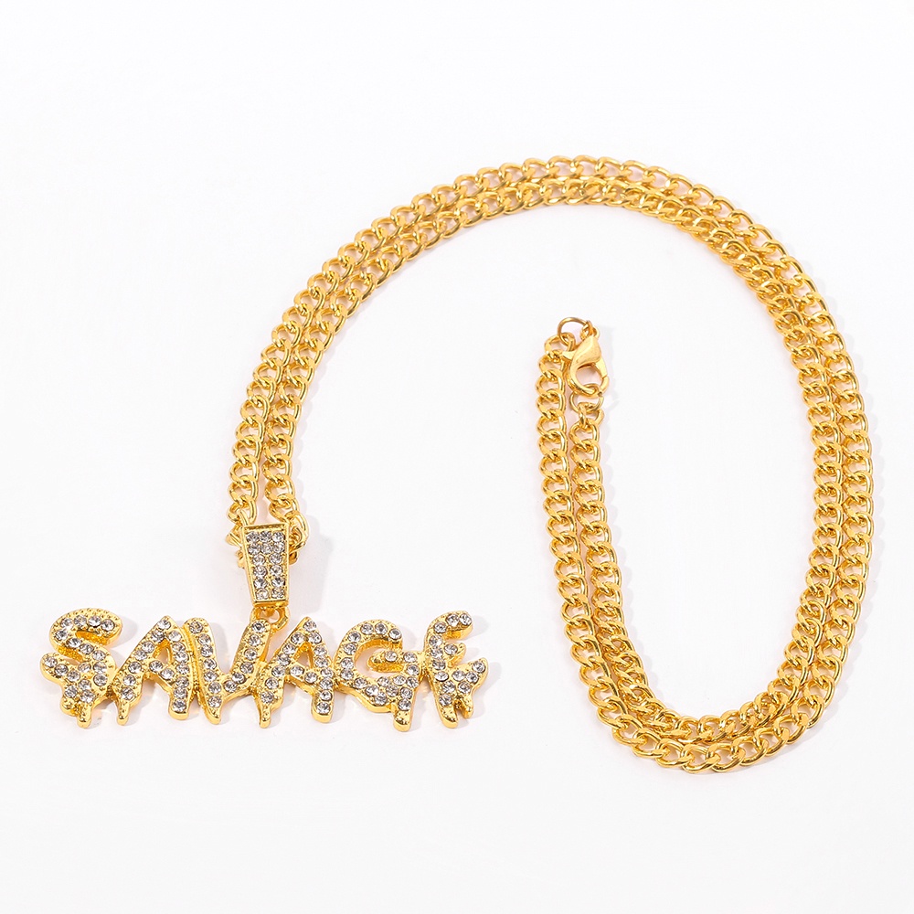 Savage Kalung Rantai Emas Liontin Cubic Zircon Gaya Hip Hop Untuk Pria