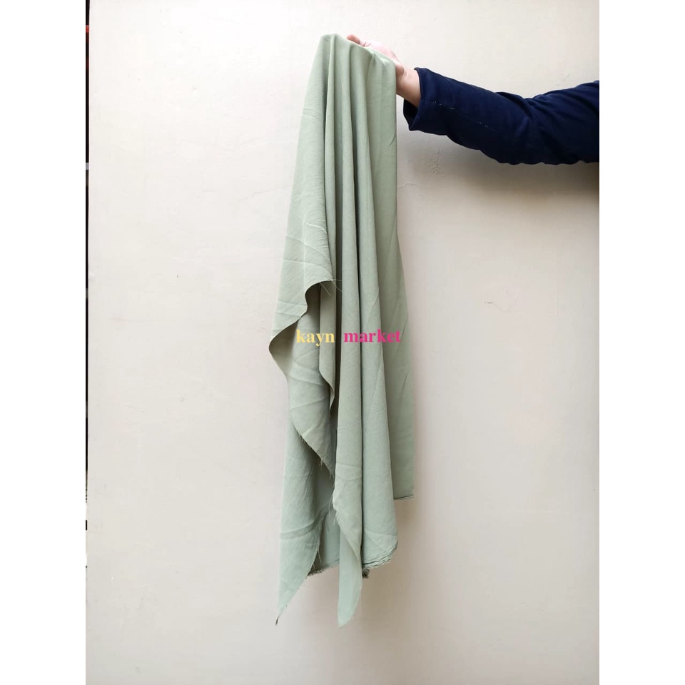 1/2 Meter Kain CEY AIRFLOW CRINKLE Sage Green Hijau Stretch Premium Grade A Meter Roll Grosir Ecer F