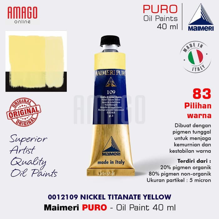 MAIMERI PURO - OIL PAINT - NICKEL TITANATE YELLOW - 40ML - M0012109