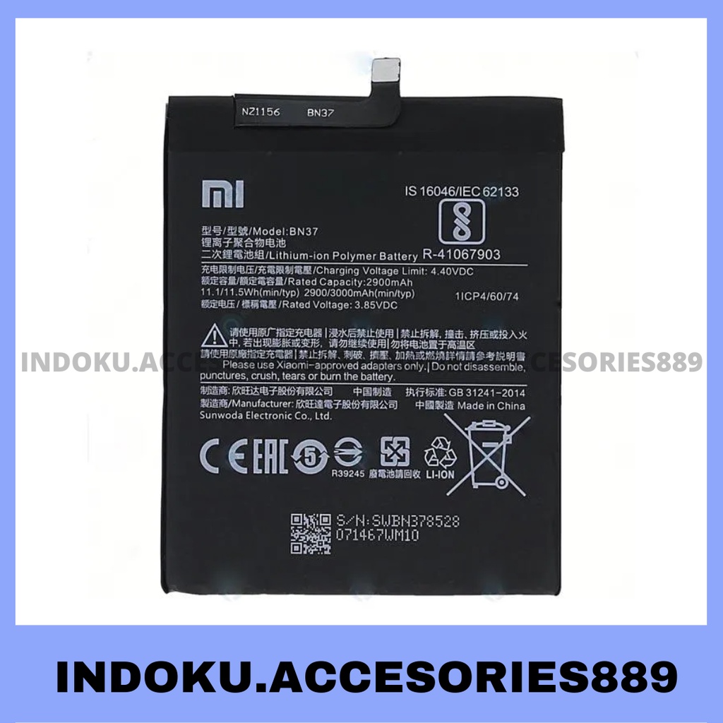 Baterai Xiaomi Redmi 6 / Redmi 6A / BN37 Original