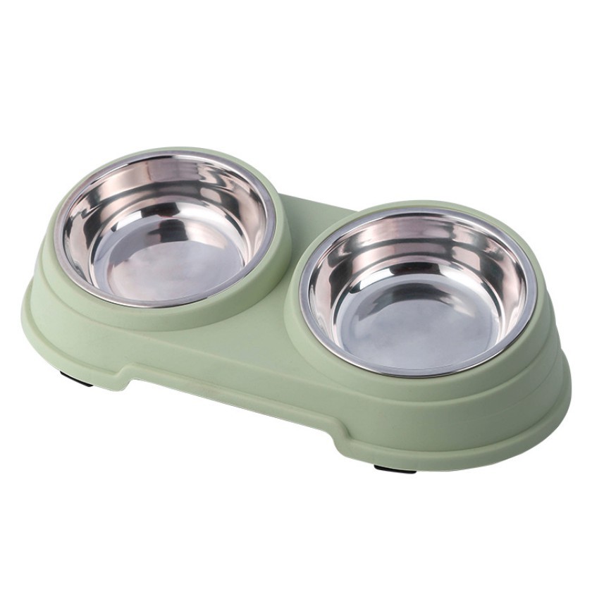 Adda Home - 2 in 1 Mangkuk Stainless Tempat Makan Minum Anjing Kucing Peliharaan Antislip 35x18x9cm