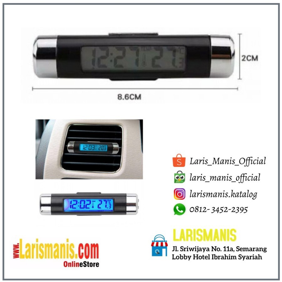 JAM MOBIL DIGITAL + TERMOMETER SUHU LCD MENYALA UNIVERSAL HIGH QUALITY
