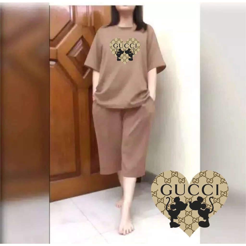 Setelan Jumbo Wanita + Celana Kulot 3/4 Atasan Big Size LD 120 LOVE GG