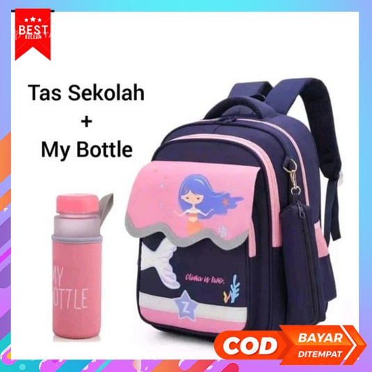 Tas Ransel Genic 29439 Laptop Backpack Rain Cover - Skoola Tas Anak Perempuan Tas Wanita Tas Sekol