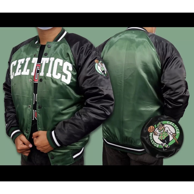 Celtics Varsity Jacket Bomber Heavyweight Satin Unisex