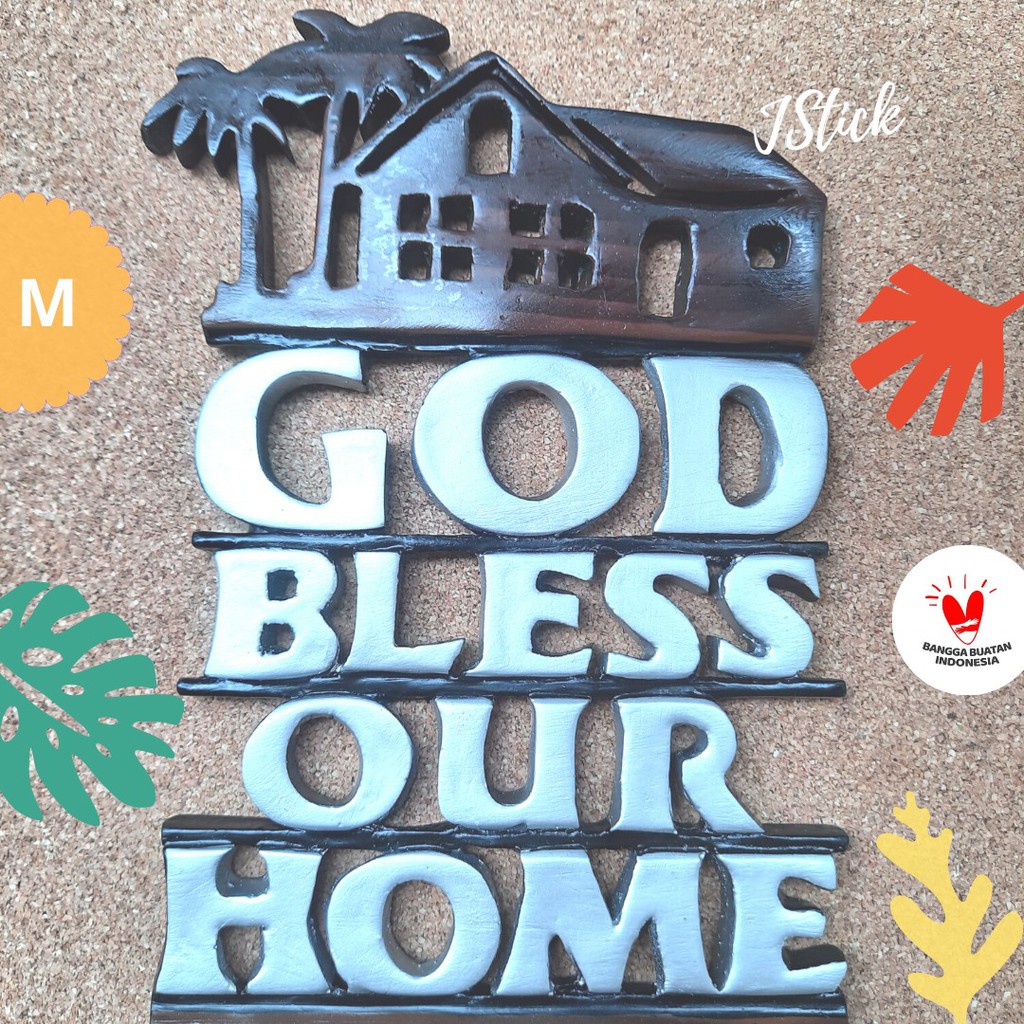 HIASAN dinding &quot;GOD Bless Our Home&quot; (M - 19,5 cm)