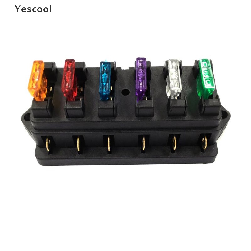 Yescool Kotak Holder Sekring Gepeng Standar ATO 6 Arah DC 12V / 24V Untuk Mobil