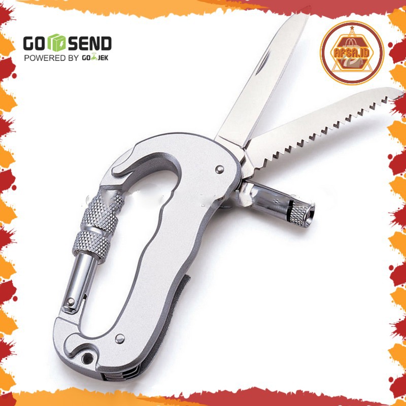 Karabiner Pisau Lipat Multifungsi Portable Knife Carabiner Mountaineer