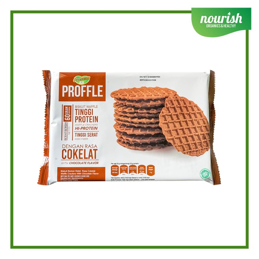 Proffle Biskuit Waffle Tinggi Protein Rasa Cokelat 60g